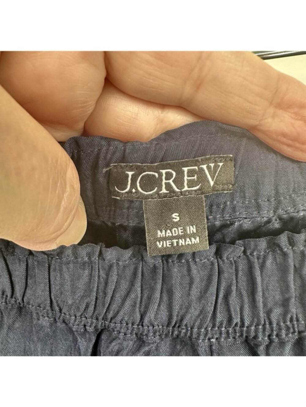J CREW Stratus pant textured satin Navy blue SMALL wide leg tailored preppy - Picture 10 of 12